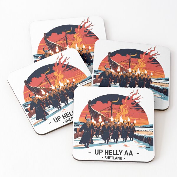 Item preview, Up Helly Aa – Viking Fire Festival Scotland | Retro Burning Ship Sunset Art designed and sold by LoliDesignShop.