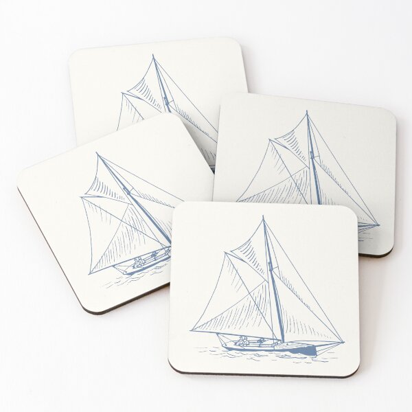 Item preview, Blue and Cream Sailboat Wall Art Print designed and sold by maddienelsondesigns.