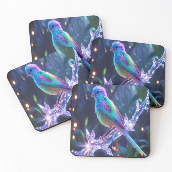 Item preview, Iridescent Bird on Crystal Branch Bioluminescent Art designed and sold by Max Store.