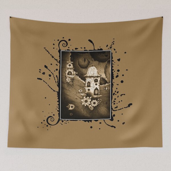 Item preview, Flying houses. Dotwork painting. Not AI generated, hand drawn. designed and sold by michal.m.C..