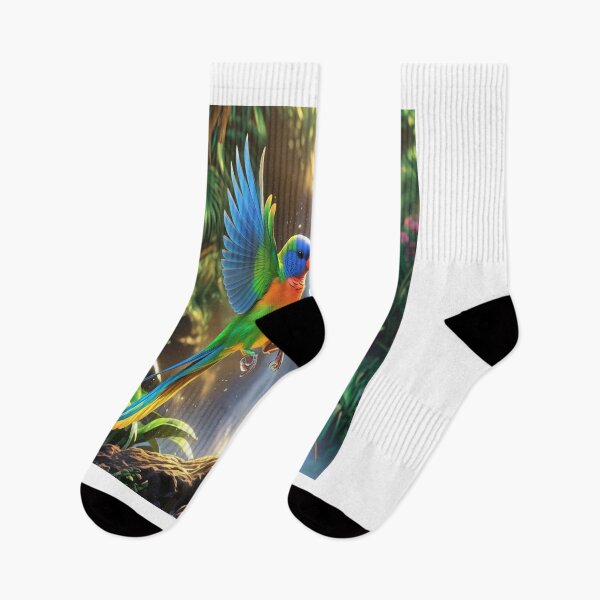 Item preview, Rainbow Lovebirds Dancing Above Tropical Waterfall designed and sold by Max Store.