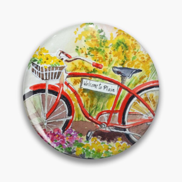 Item preview, Welcome to Plain – Red Bicycle and Blooms designed and sold by MerriliesBrush.