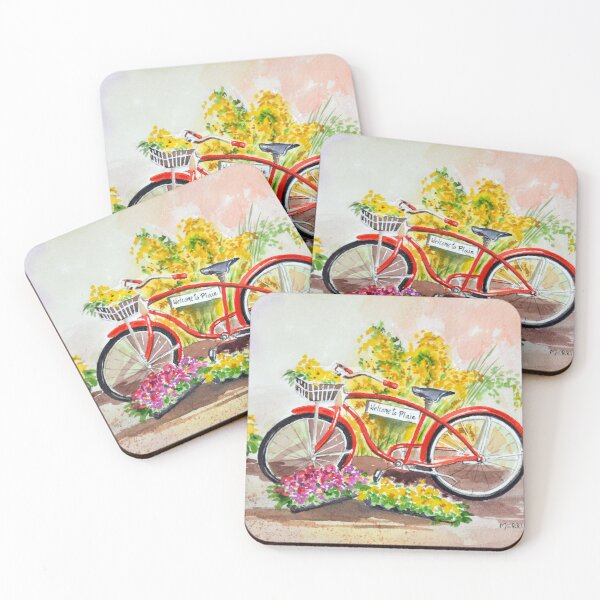 Item preview, Welcome to Plain – Red Bicycle and Blooms designed and sold by MerriliesBrush.