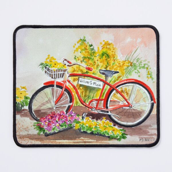 Item preview, Welcome to Plain – Red Bicycle and Blooms designed and sold by MerriliesBrush.