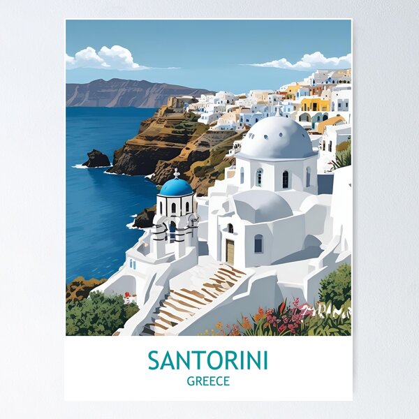 Santorini Island Magic - Greece Travel Aesthetic Poster