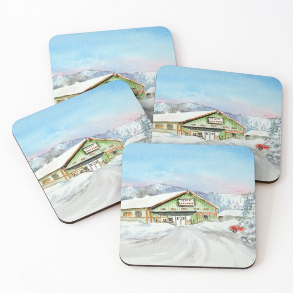 Item preview, Plain Hardware in Winter – Snowy Mountain Town Watercolor designed and sold by MerriliesBrush.