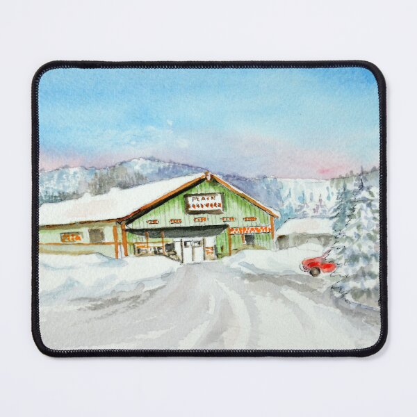 Item preview, Plain Hardware in Winter – Snowy Mountain Town Watercolor designed and sold by MerriliesBrush.