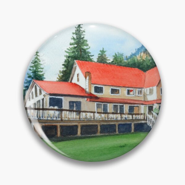 Item preview, Mountain Lodge with Red Roof – Cozy Getaway Watercolor designed and sold by MerriliesBrush.