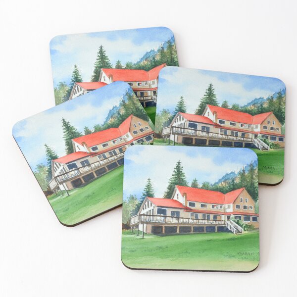 Item preview, Mountain Lodge with Red Roof – Cozy Getaway Watercolor designed and sold by MerriliesBrush.