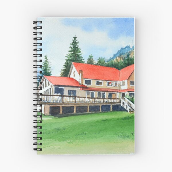 Item preview, Mountain Lodge with Red Roof – Cozy Getaway Watercolor designed and sold by MerriliesBrush.