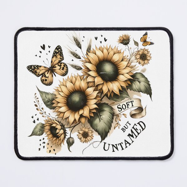 Item preview, Soft But Untamed – Vintage Sunflower & Butterfly Empowerment Art designed and sold by DewCreates.