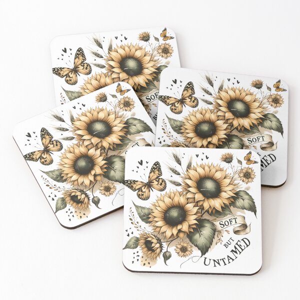 Item preview, Soft But Untamed – Vintage Sunflower & Butterfly Empowerment Art designed and sold by DewCreates.