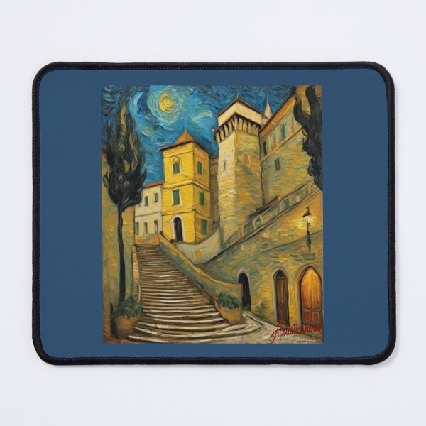 Item preview, "Starry Night in Italy: Dreamy Staircase among Historic Buildings" designed and sold by Artisticanvas.