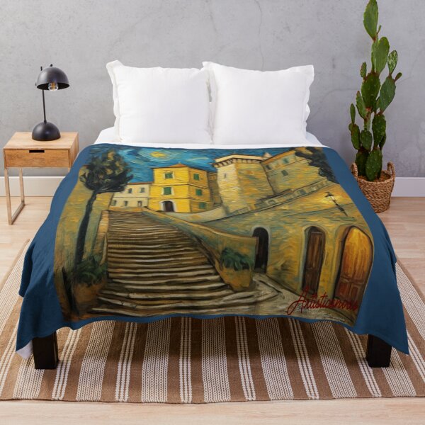 Item preview, "Starry Night in Italy: Dreamy Staircase among Historic Buildings" designed and sold by Artisticanvas.