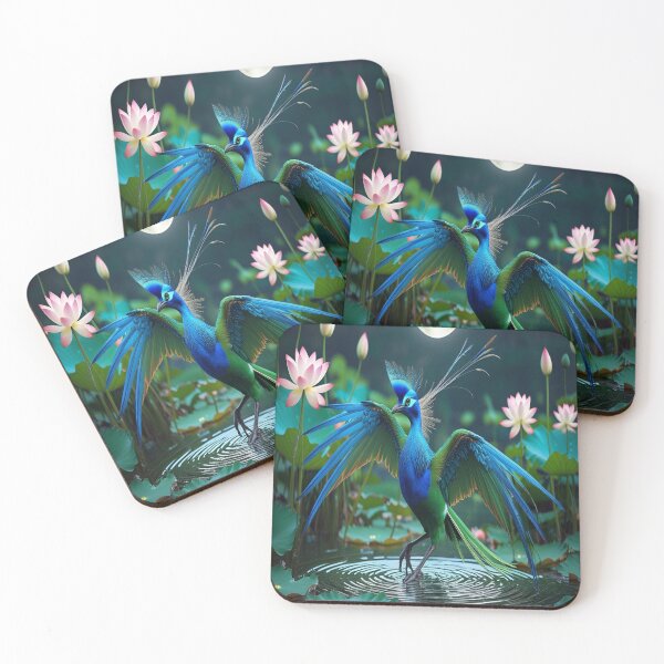 Item preview, Exotic Bird Moonlight Courtship Dance on Lotus Pond designed and sold by Max Store.