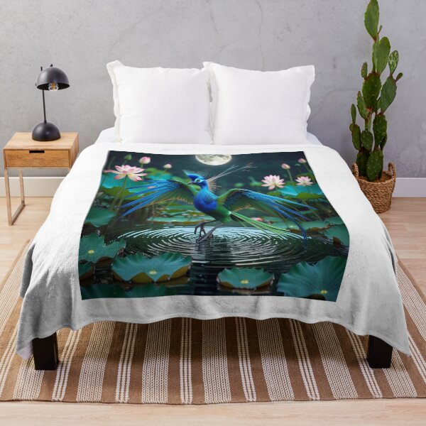 Item preview, Exotic Bird Moonlight Courtship Dance on Lotus Pond designed and sold by Max Store.