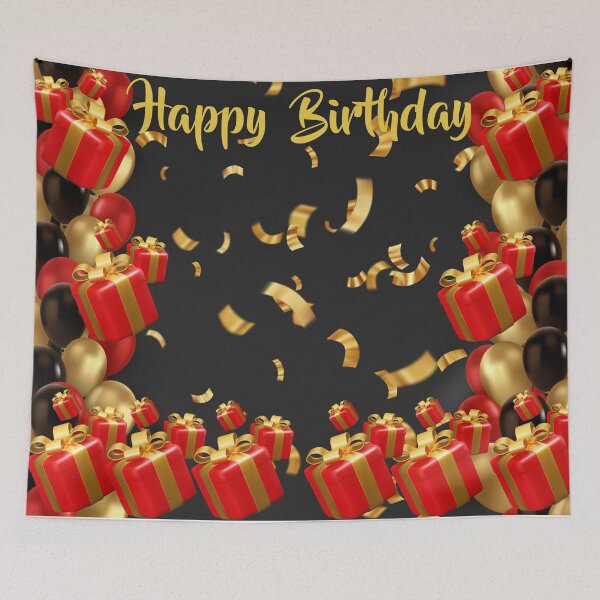 Item preview, BLACK GOLD RED BIRTHDAY BACKDROPS designed and sold by Flavaprints4u.