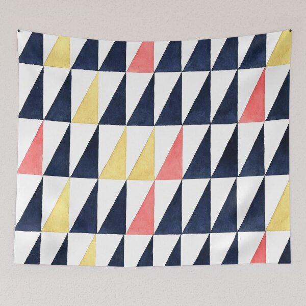 Item preview, Blue, Yellow & Pink Triangles Geometric Vector Pattern designed and sold by AffordableArtCo.