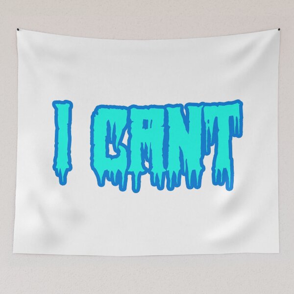 Item preview, I Cant in Horror Drip Blue and Teal Outline Typography designed and sold by Memes N Lore .