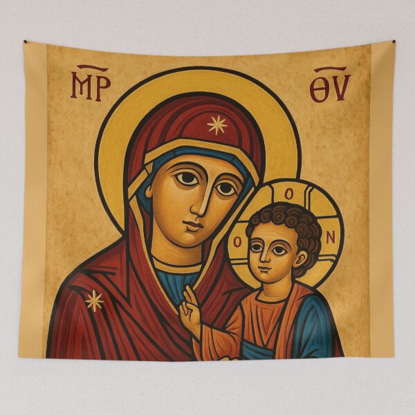 Item preview, Coptic Icon - Saint Mary and Child (Egyptian Orthodox Style) designed and sold by Myra365Art.