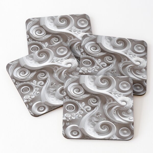 Item preview, Elegant Aesthetic Grey and White Textured Sculpted Filagree Swirl Design designed and sold by greenflashwear.