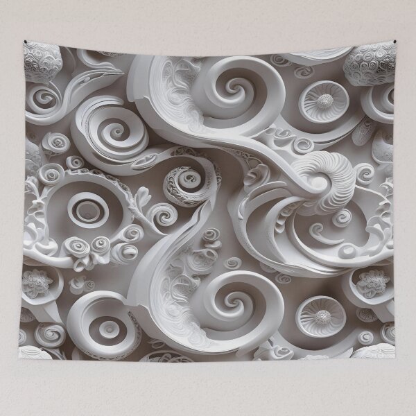 Item preview, Elegant Aesthetic Grey and White Textured Sculpted Filagree Swirl Design designed and sold by greenflashwear.