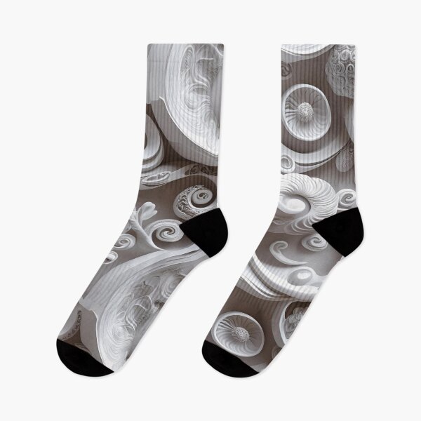 Item preview, Elegant Aesthetic Grey and White Textured Sculpted Filagree Swirl Design designed and sold by greenflashwear.