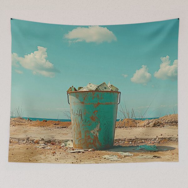 Item preview, Banknotes inside a trash bucket designed and sold by FlaskLab.