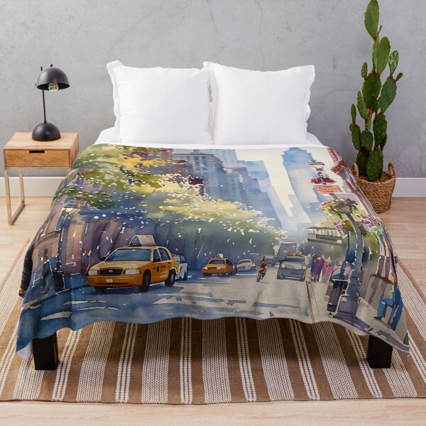 Item preview, New York streets in watercolor style 1 designed and sold by FlaskLab.