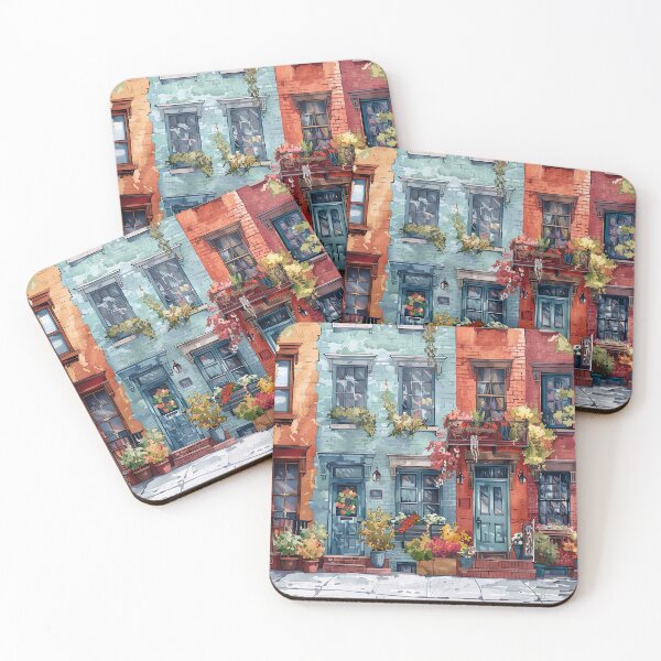 Item preview, New York streets in watercolor style 2 designed and sold by FlaskLab.