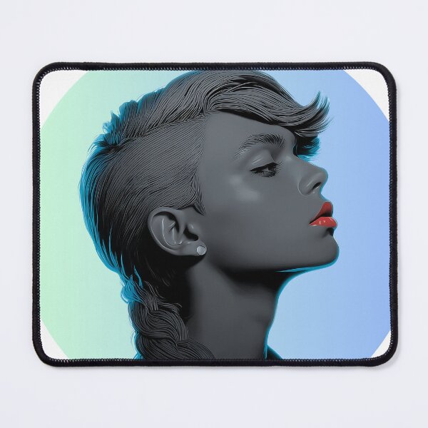 Item preview, Monochromatic Portrait of a Stylish Woman with Red Lips and Braided Hair designed and sold by pkvorakorn.
