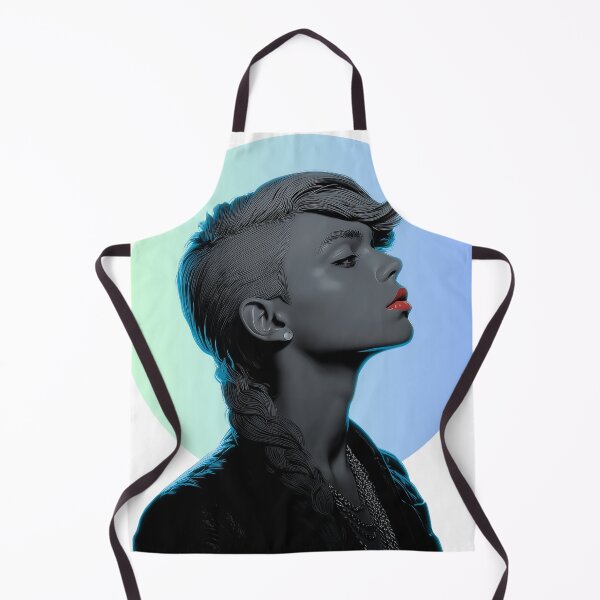 Item preview, Monochromatic Portrait of a Stylish Woman with Red Lips and Braided Hair designed and sold by pkvorakorn.