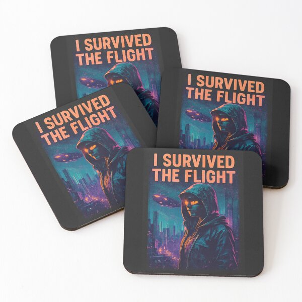 Item preview, I Survived the Flight - Neon Sci-Fi Alien Design designed and sold by JORYA.