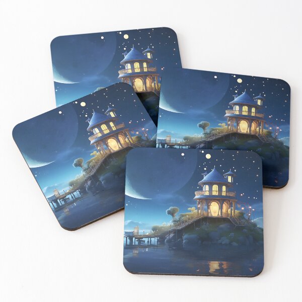 Item preview, A house floating on the water in the middle of the night designed and sold by FlaskLab.