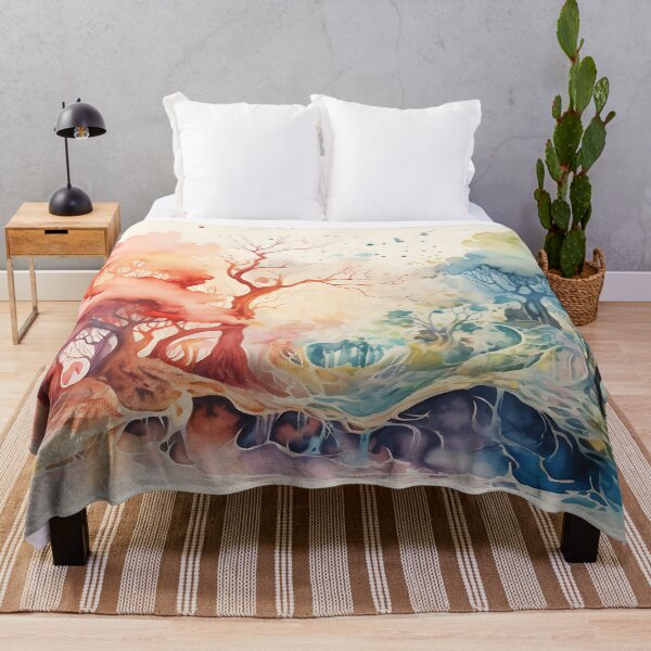 Item preview, A forest painted with watercolors of various pastel colors designed and sold by FlaskLab.
