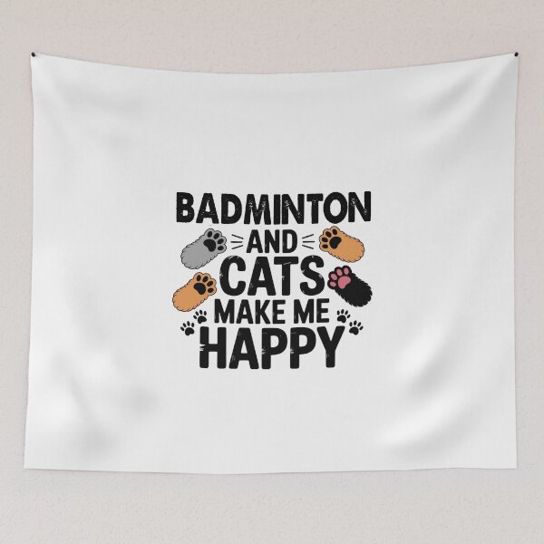 Item preview, Badminton And Cats Make Me Happy - Funny Badminton Cats Lover designed and sold by Oussinc.