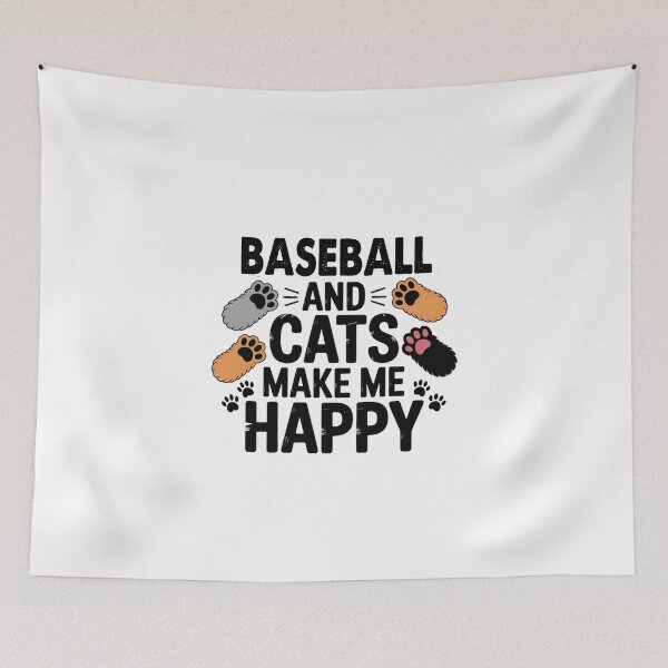 Item preview, Baseball And Cats Make Me Happy - Funny Baseball Cats Lover designed and sold by Oussinc.