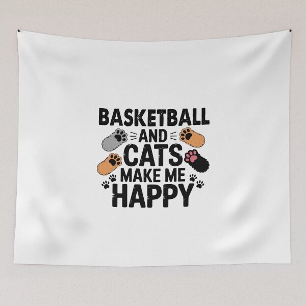 Item preview, Basketball And Cats Make Me Happy - Funny Basketball Cats Lover designed and sold by Oussinc.
