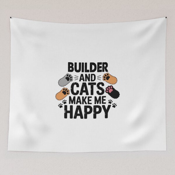 Item preview, Builder And Cats Make Me Happy - Funny Builder Cats Lover designed and sold by Oussinc.