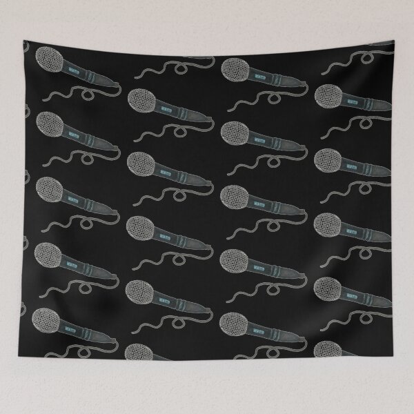 Item preview, Mic Drop Hand Drawn Black Background Retro Microphone designed and sold by H3designs.