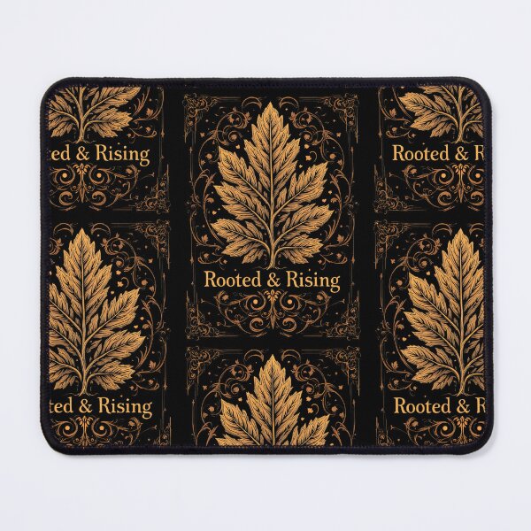 Item preview, A close up of a leaf on a black background with a gold border designed and sold by cafegrafis.