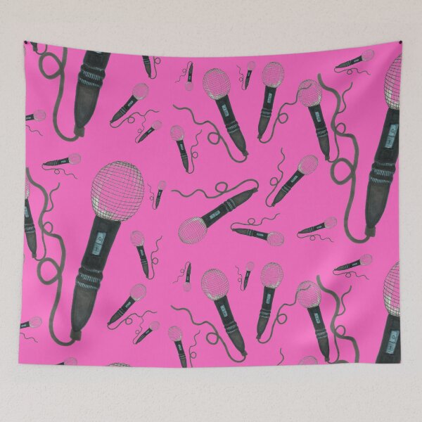 Item preview, Pink Mic Drop Hand Drawn Retro Microphone designed and sold by H3designs.