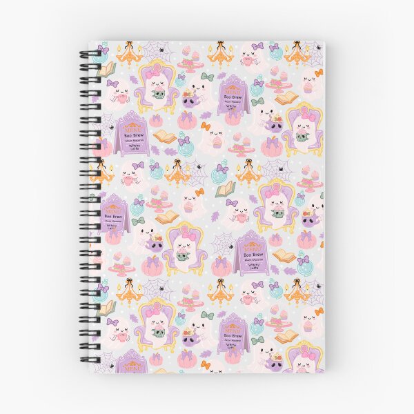 Artikelvorschau, Kawaii Halloween Nahtloses Muster – Pastell Geister, Totenköpfe, Cupcakes, Boo Brew Café | Niedlich Gruselig entworfen und verkauft von Sunnyneststudio.