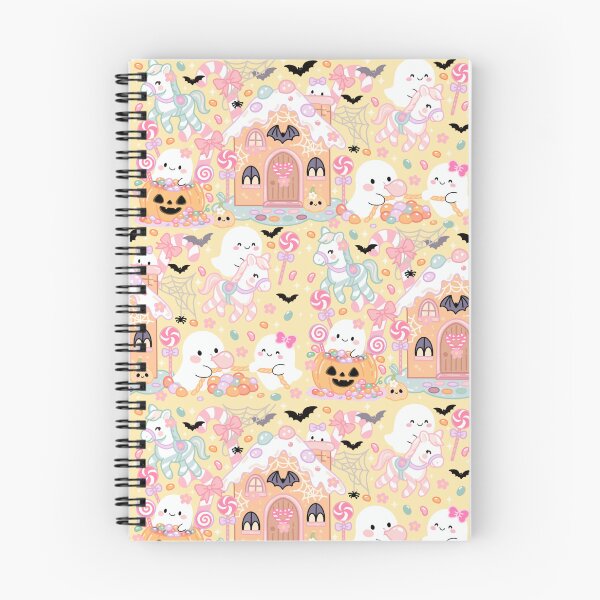 Artikelvorschau, Kawaii Halloween Candy Land Nahtloses Muster – Pastellgeister, Lebkuchenhaus, süß gruselig entworfen und verkauft von Sunnyneststudio.