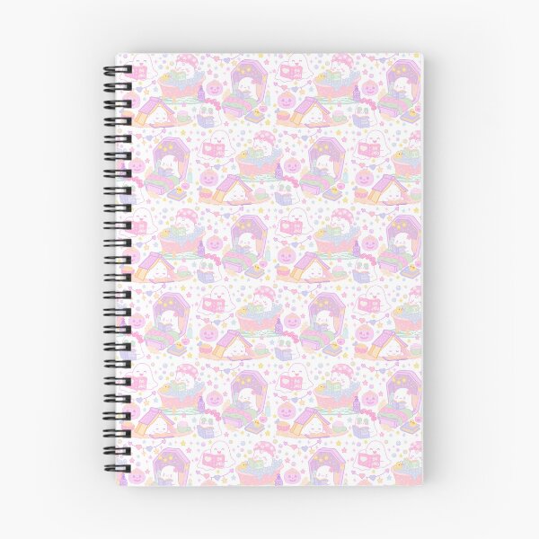 Aperçu de l'œuvre Motif sans couture kawaii pour soirée pyjama d'Halloween avec club de lecture – Fantômes pastel, livresque, mignon et effrayant créée et vendue par Sunnyneststudio.