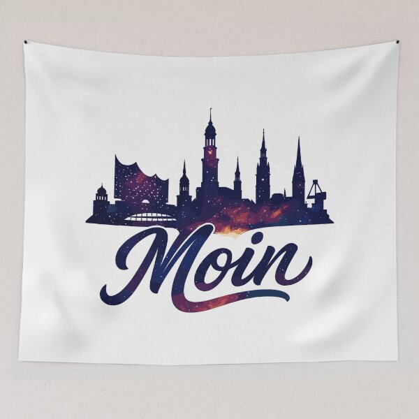 Item preview, Hamburg Moin city silhouette galactic gift designed and sold by Pineapple-Tree.