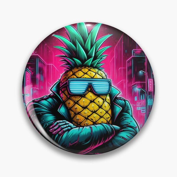 Artikelvorschau, We Came. We Saw. We Vibed – Stylische Ananas im Neon Cyber Look entworfen und verkauft von Closeddog.