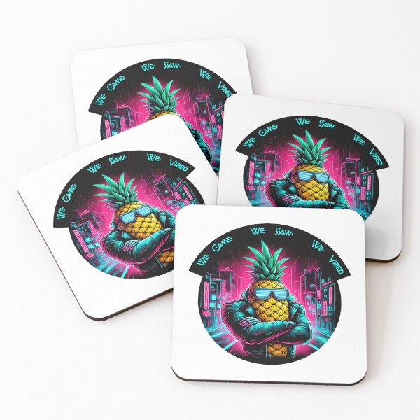 Item preview, We Came. We Saw. We Vibed – Stylish pineapple in a neon cyber look designed and sold by Closeddog.