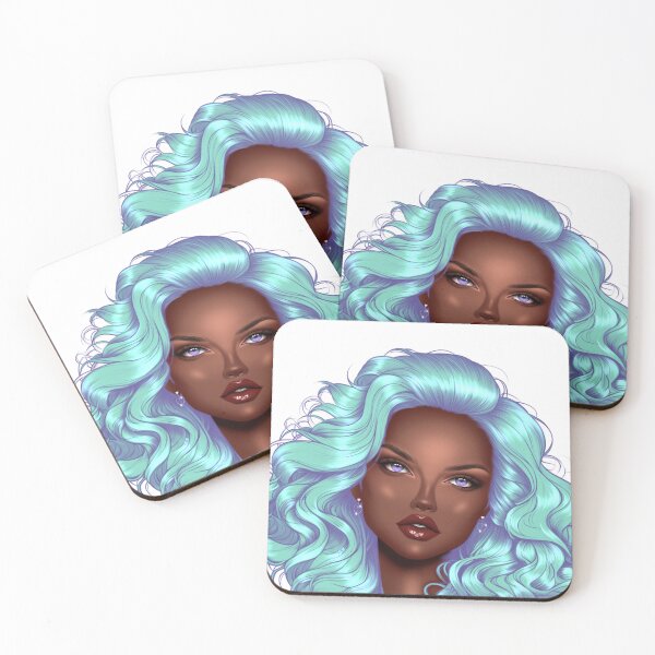 Item preview, Melanin Girl Portrait – White Platinum Hair | Glam Afro Beauty designed and sold by Lulunza.