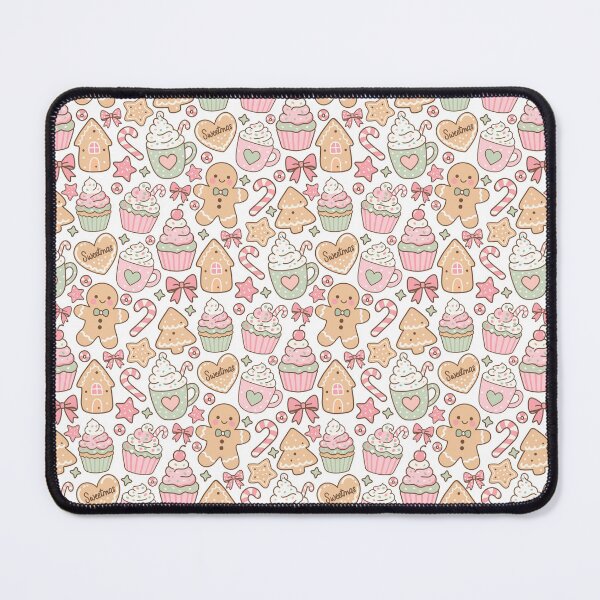 Item preview, Patrón navideño sin costuras kawaii pastel | Pan de jengibre, bastón de caramelo y cupcake designed and sold by Sunnyneststudio.